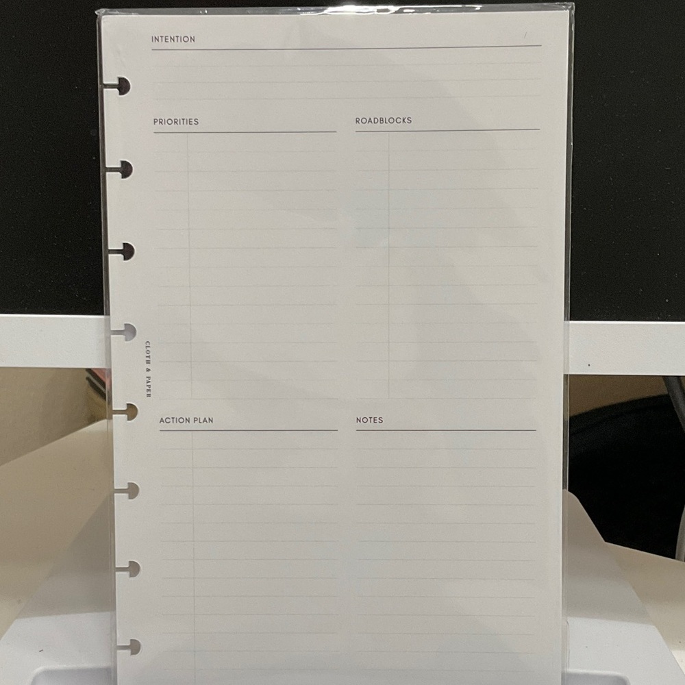 Cloth & Paper Daily Intention inserts in half letter size
